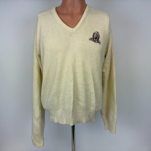 Vintage 70s St Pauli Girl Sweater Mens Size M Beige Pilsner Beer Made In USA - Picture 2 of 5